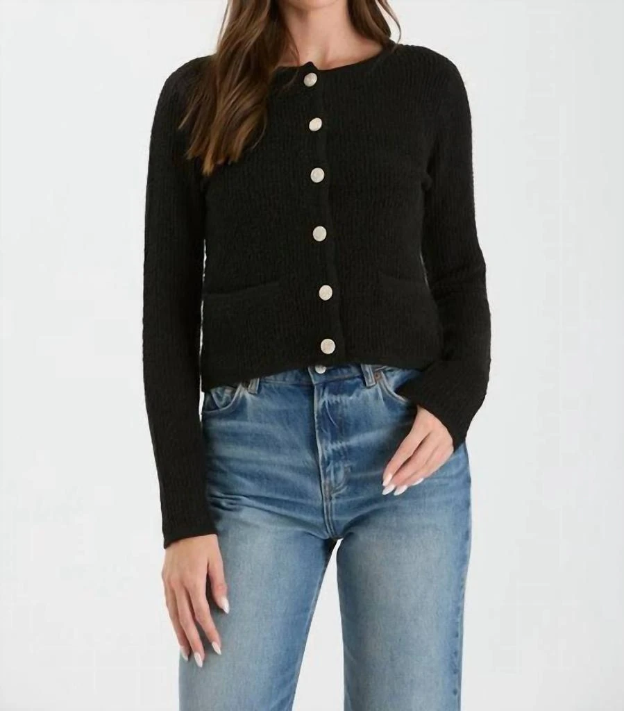 Blu Pepper Blu Pepper - Round Neck Gold Button Knit Cardigan 1
