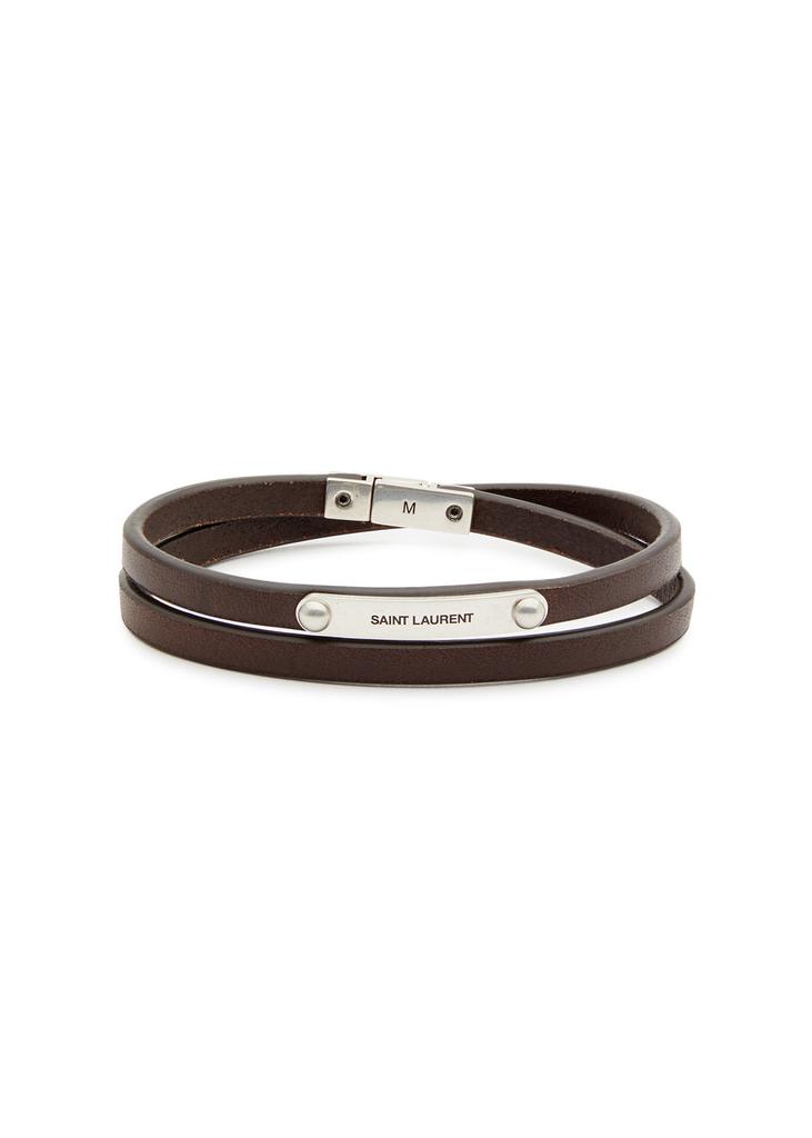 【Saint Laurent】dark brown chocolate calf leather bracelet Yves Saint Laurent Dark Brown Chocolate Calf Leather