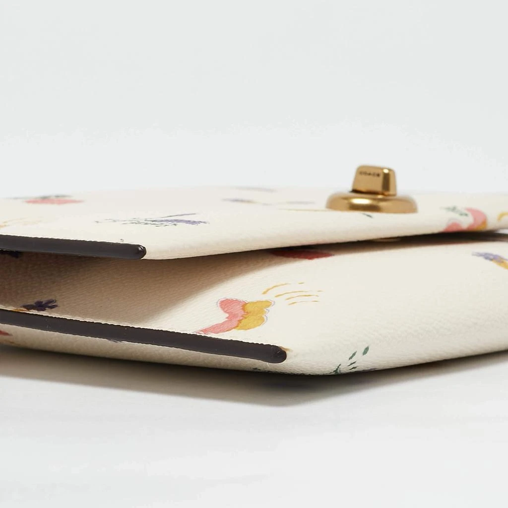 Coach Coach Cream Garden Print Leather Large Turnlock Pouch 13