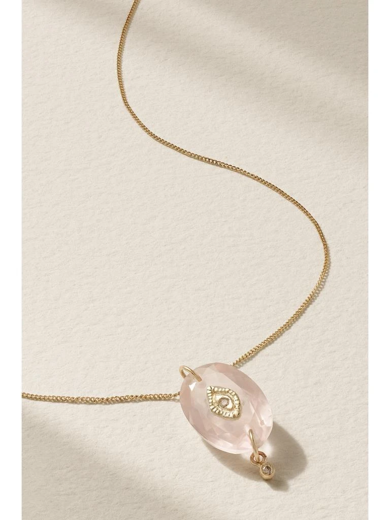 PASCALE MONVOISIN Souad 9k 黄金、玫瑰石英、钻石项链 1