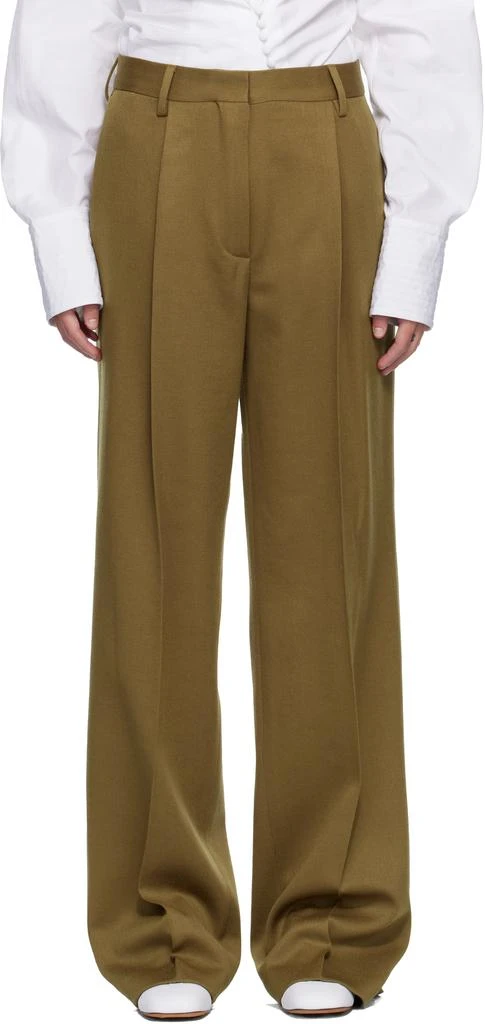 Dries Van Noten Beige Tailored Wool Trousers 1