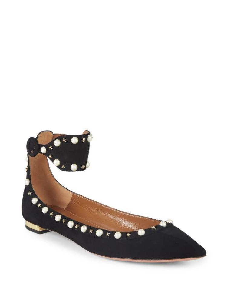 Aquazzura Harlow Studded Ankle-Strap Flats 1