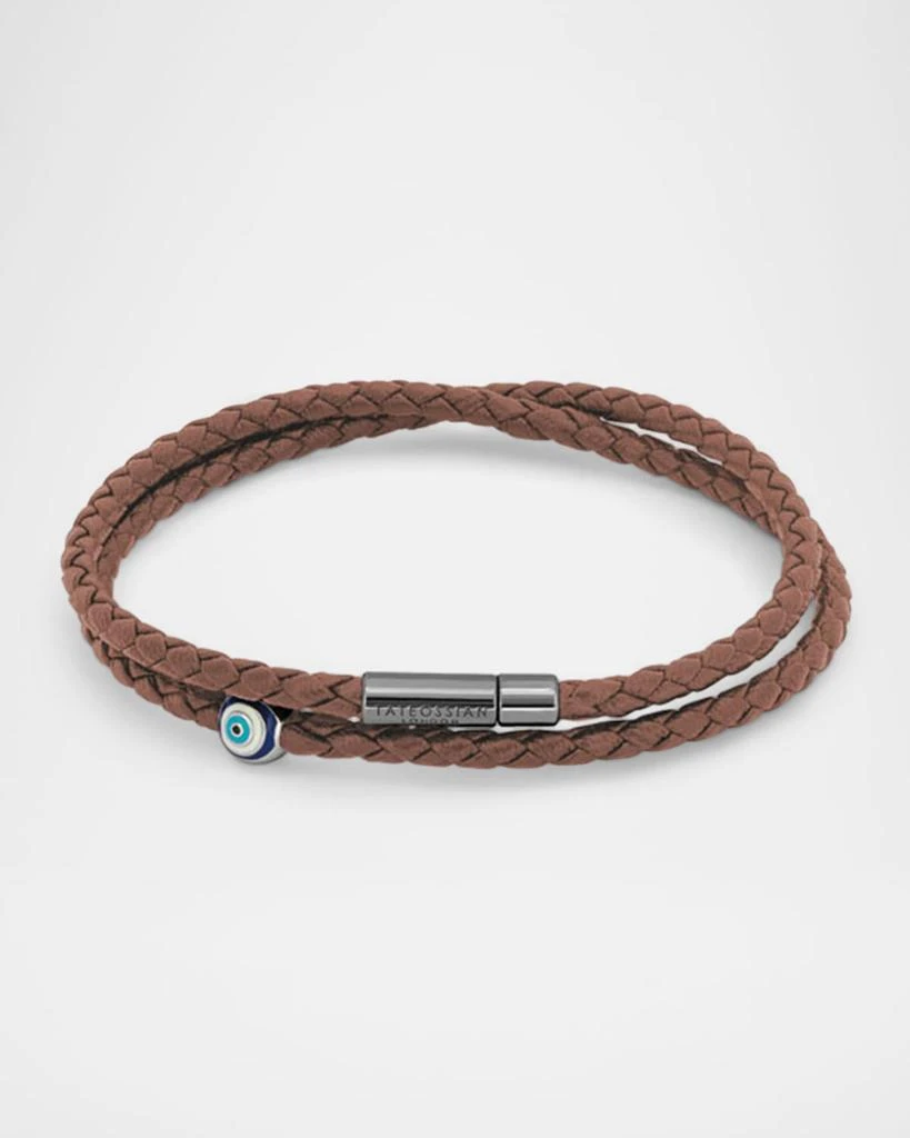 Tateossian Men
s Recycled Cable Bracelet with Enamel Evil Eye