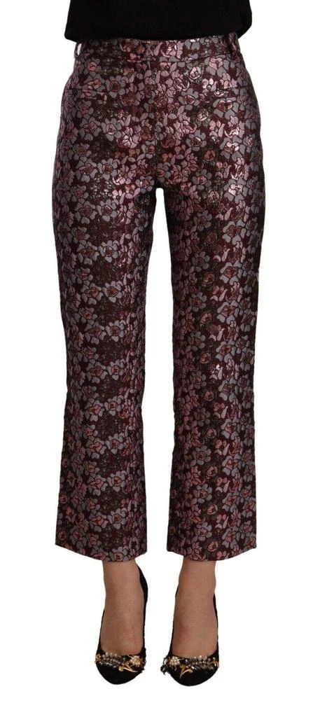 House of Holland House of Holland Multicolor Floral Jacquard Flared Cropped Pants 1