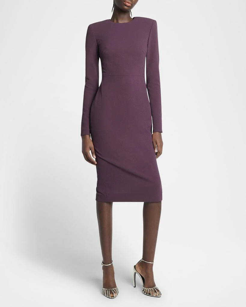 Victoria Beckham Strong-Shoulder Long-Sleeve Midi T-Shirt Dress 5