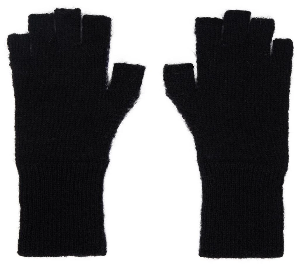 MARINE SERRE Black Moon Argyle Knit Fingerless Gloves 2
