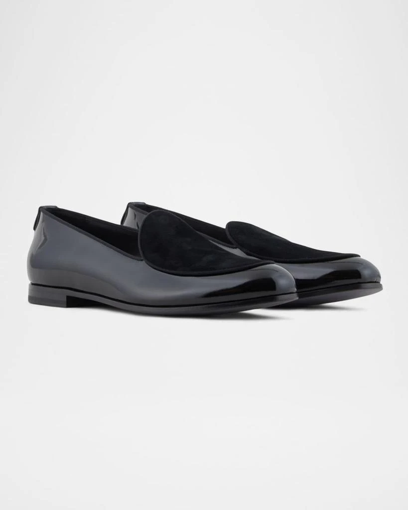 Giorgio Armani Men's Leather and Velvet Loafers 2