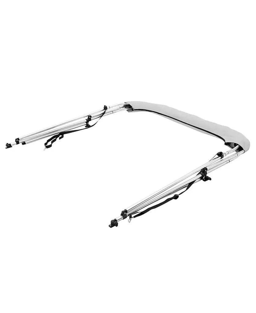 Mecale 3 Bow Bimini Top Boat Cover, 600D Polyester Canopy with Mesh Sidewalls, 1" Aluminum Frame, Storage Boot, Light Grey 3