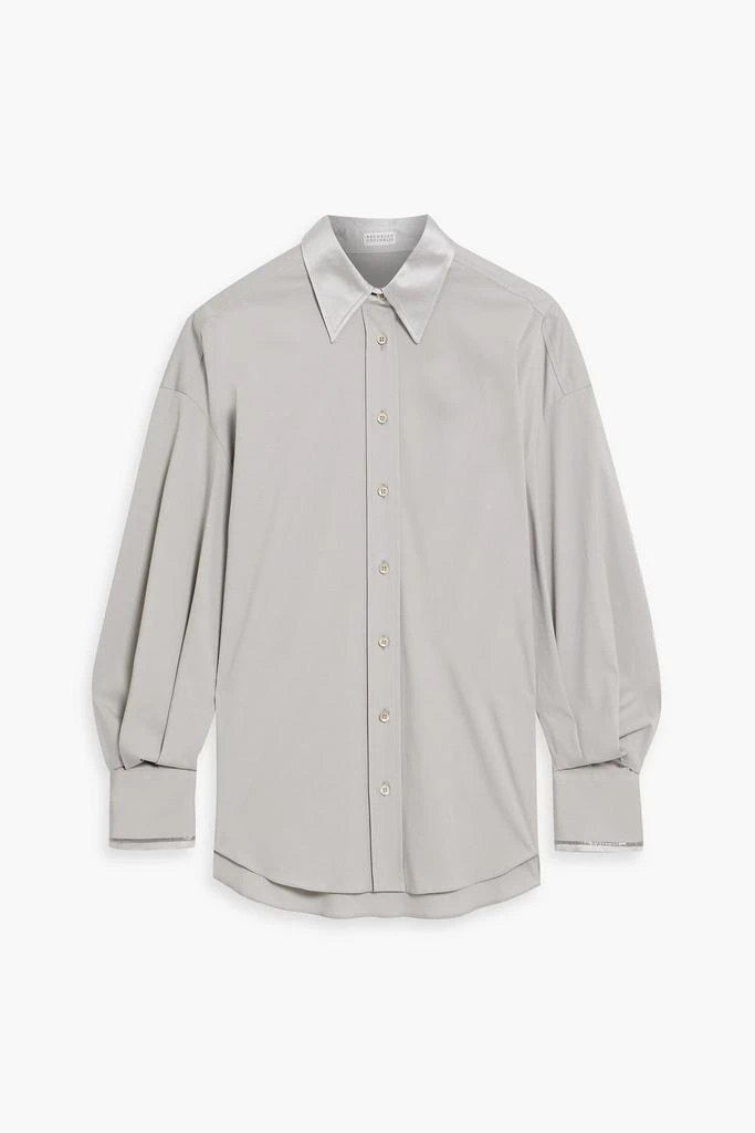 Brunello Cucinelli Bead-embellished stretch cotton-blend poplin shirt