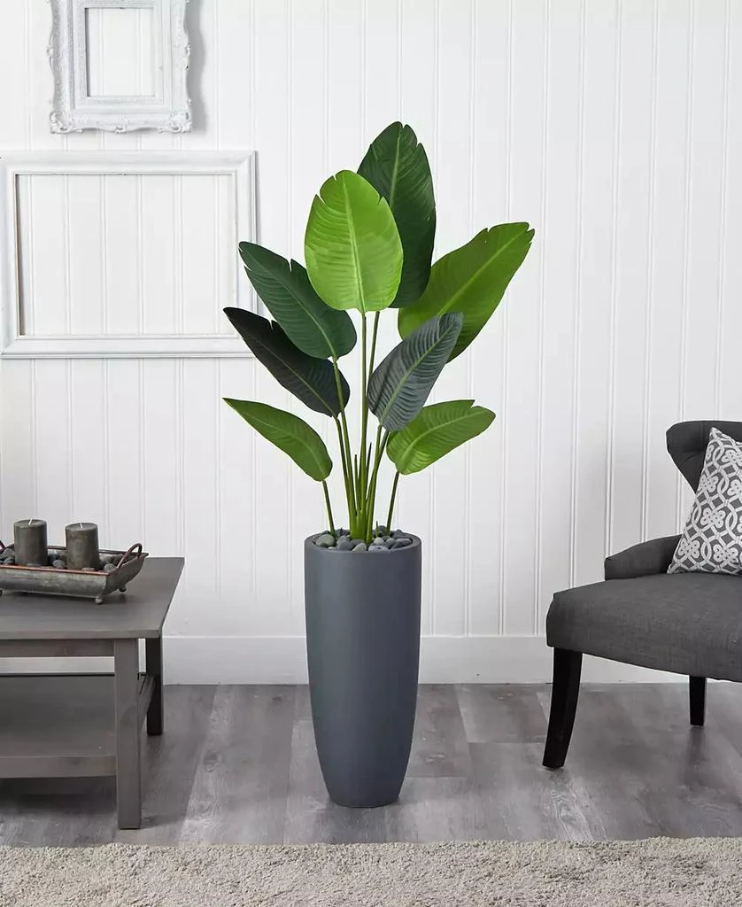 NEARLY NATURAL 5.5
 Traveler
s Palm Artificial Tree in Gray Planter 2