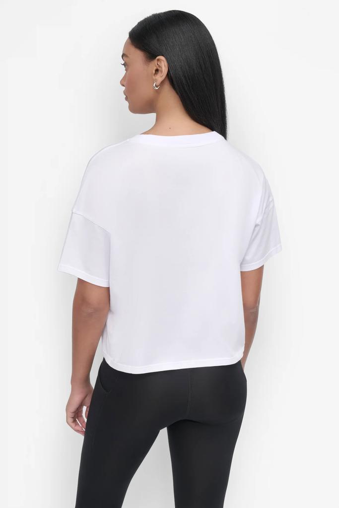 DKNY CROPPED OMBRÉ CRYSTAL LOGO TEE