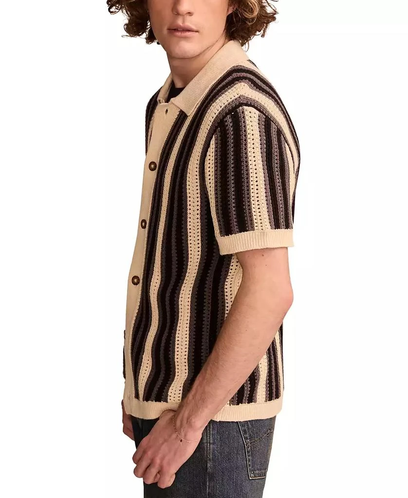 Lucky Brand Men's Short Sleeve Striped Cardigan Sweater 2