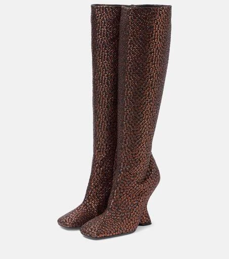 Dries Van Noten 105 glitter wedge knee-high boots 4