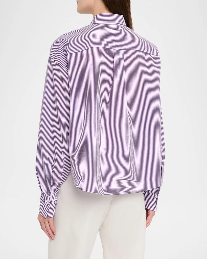 Brunello Cucinelli Techno Cotton Button-Front Top with Brass Trim 3