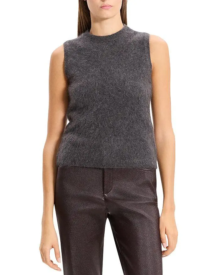 Theory Brushed Crewneck Shell Top in Cashmere
