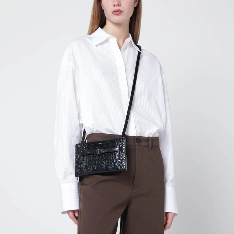 Totême Black crossbody bag with belt and croc print 2