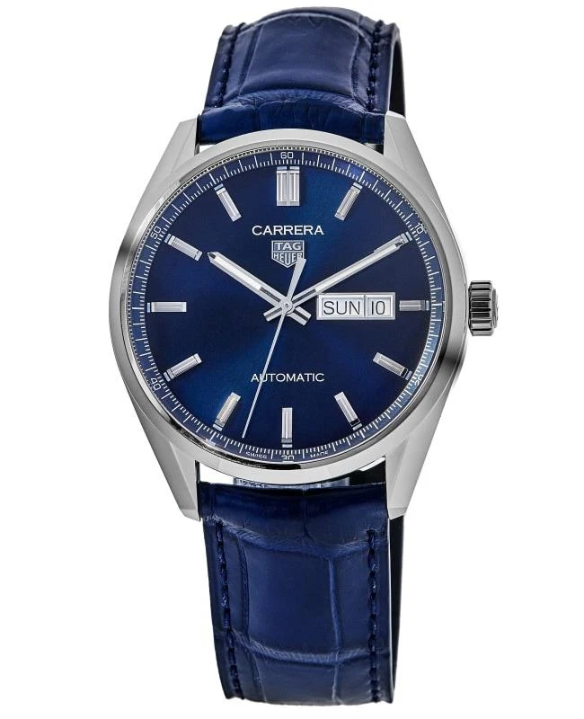 TAG Heuer Tag Heuer Carrera Calibre 5 Day-Date Automatic Blue Dial Leather Strap Men's Watch WBN2012.FC6502 1