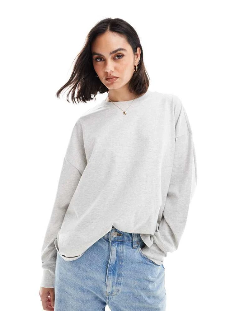 Abercrombie & Fitch Abercrombie & Fitch oversized long sleeve tee in grey 1