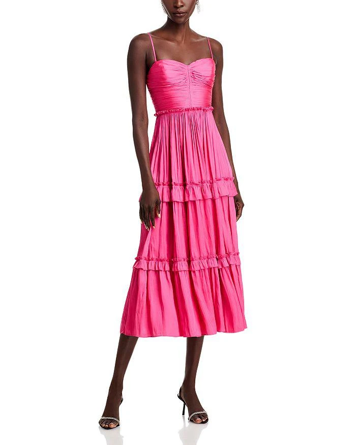 AQUA Ruched Ruffled Midi Dress - Exclusive 3