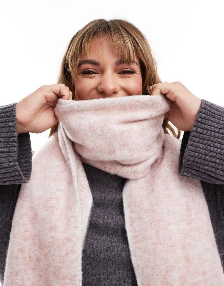 ASOS ASOS DESIGN brushed scarf with two tone pink and white tassel design 2