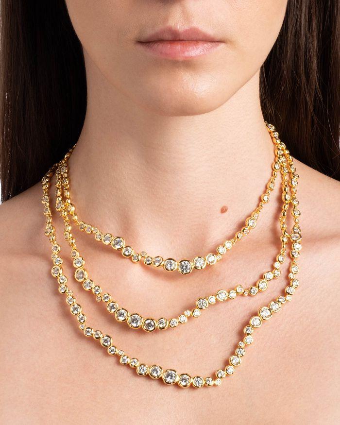 Alexis Bittar Asterales Cubic Zirconia All Around Layered Collar Necklace in 14K Gold Plated, 16"-17"