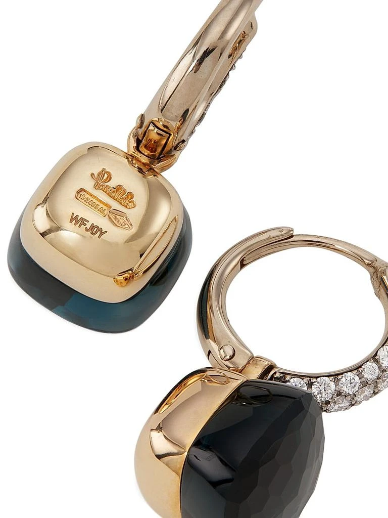 Pomellato Nudo Two-Tone 18K Gold, London Blue Topaz 
Diamond Earrings 4