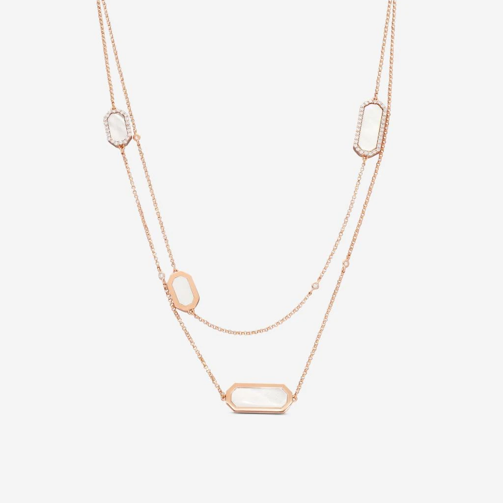 Roberto Coin Roberto Coin Tiny Treasures Art Deco 18K Rose Gold Diamond & Mother of Pearl Station Necklace 8882022AX31J 1
