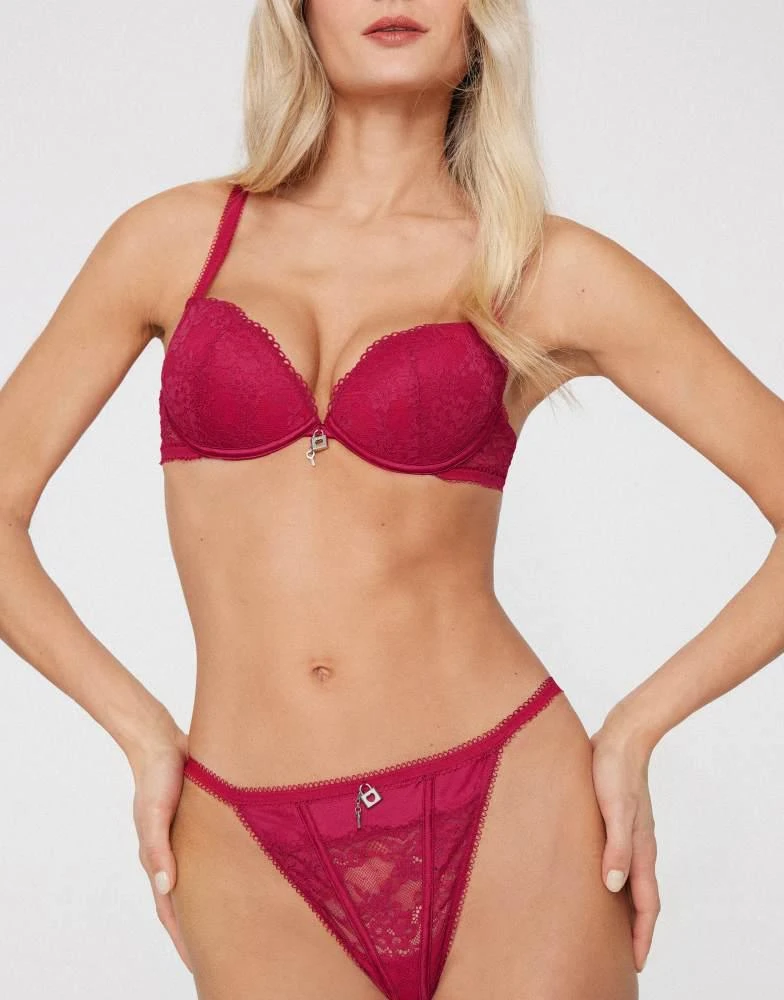 Tezenis Tezenis Secret love tanga panel g-string in raspberry 3