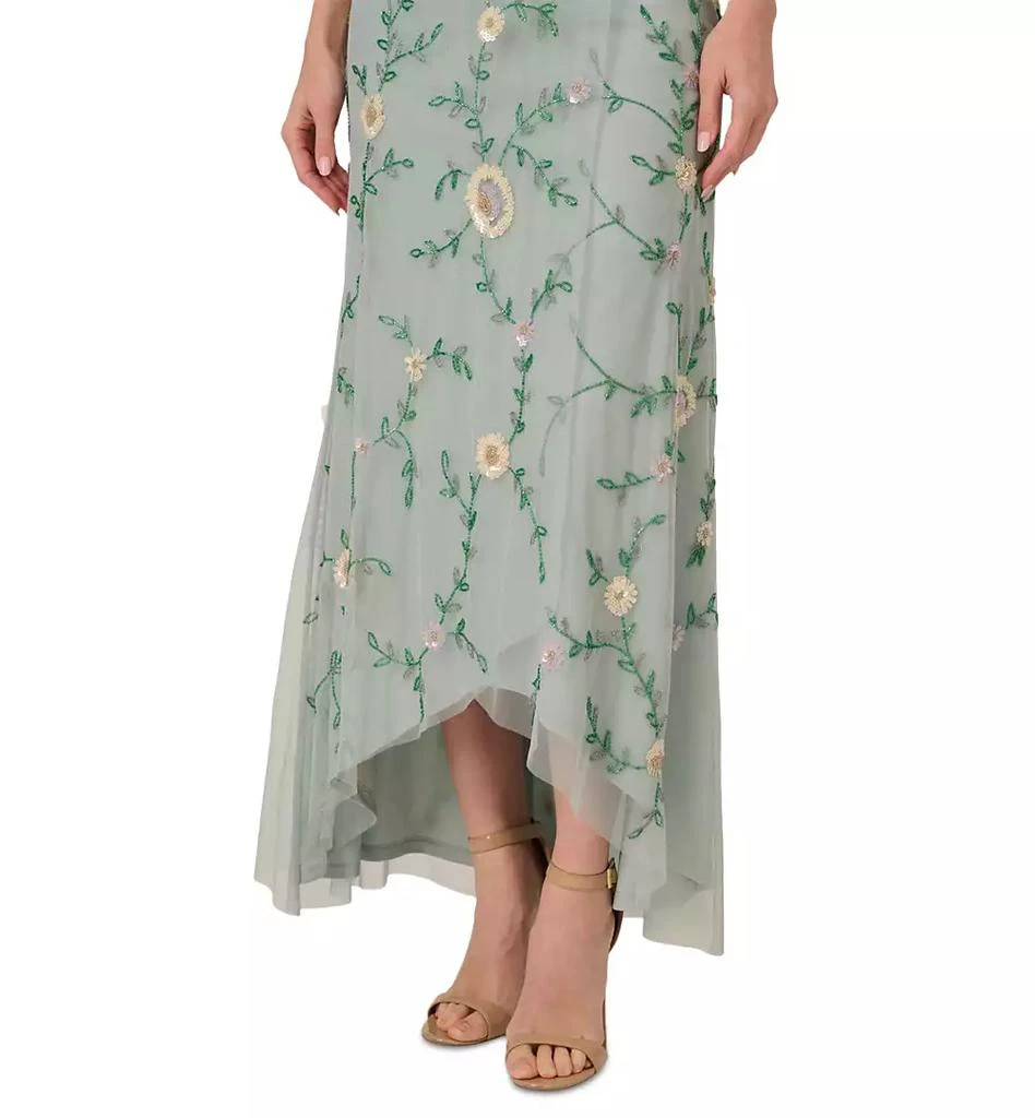 Flutter Sleeve Beaded Wrap Dress In Aqua Dust
