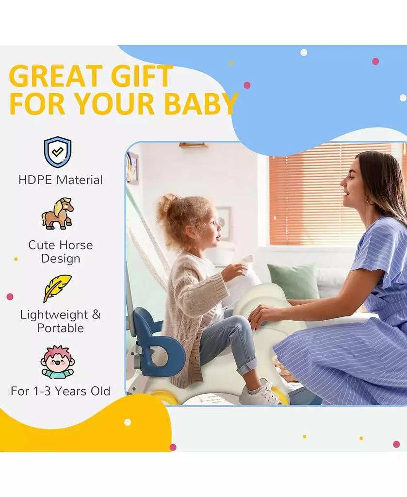 HONGGE 4 in 1 Toddler Rocking Horse with Push Handle and Balance Board 6