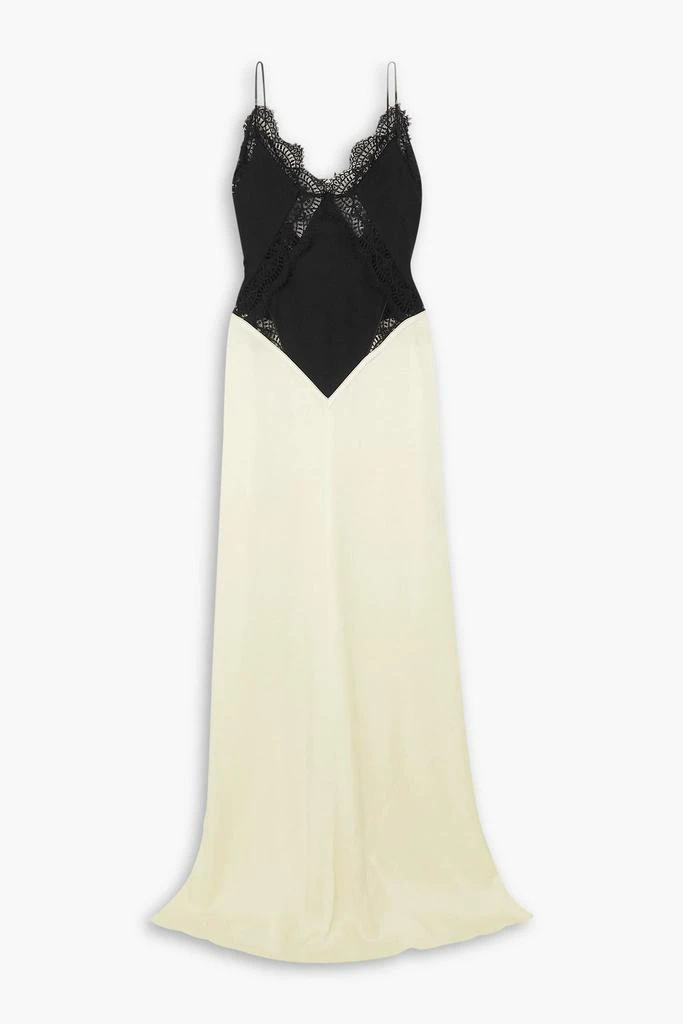 Victoria Beckham Duchesse-satin and lace-trimmed jersey maxi dress 1