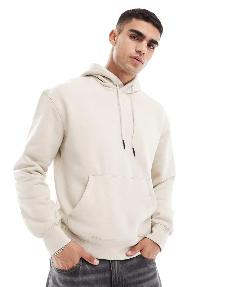 Bershka Bershka basic hoodie in beige 1