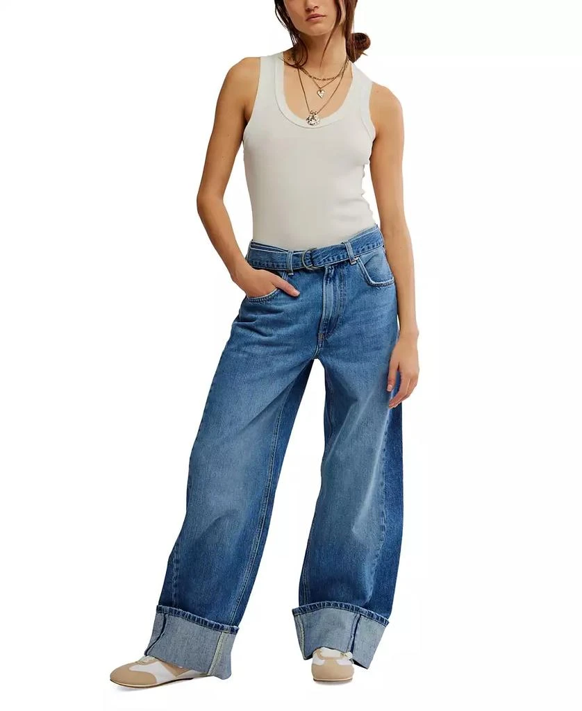 Free People Women's East Bay High-Rise Cuffed Cotton Jeans new arrivals