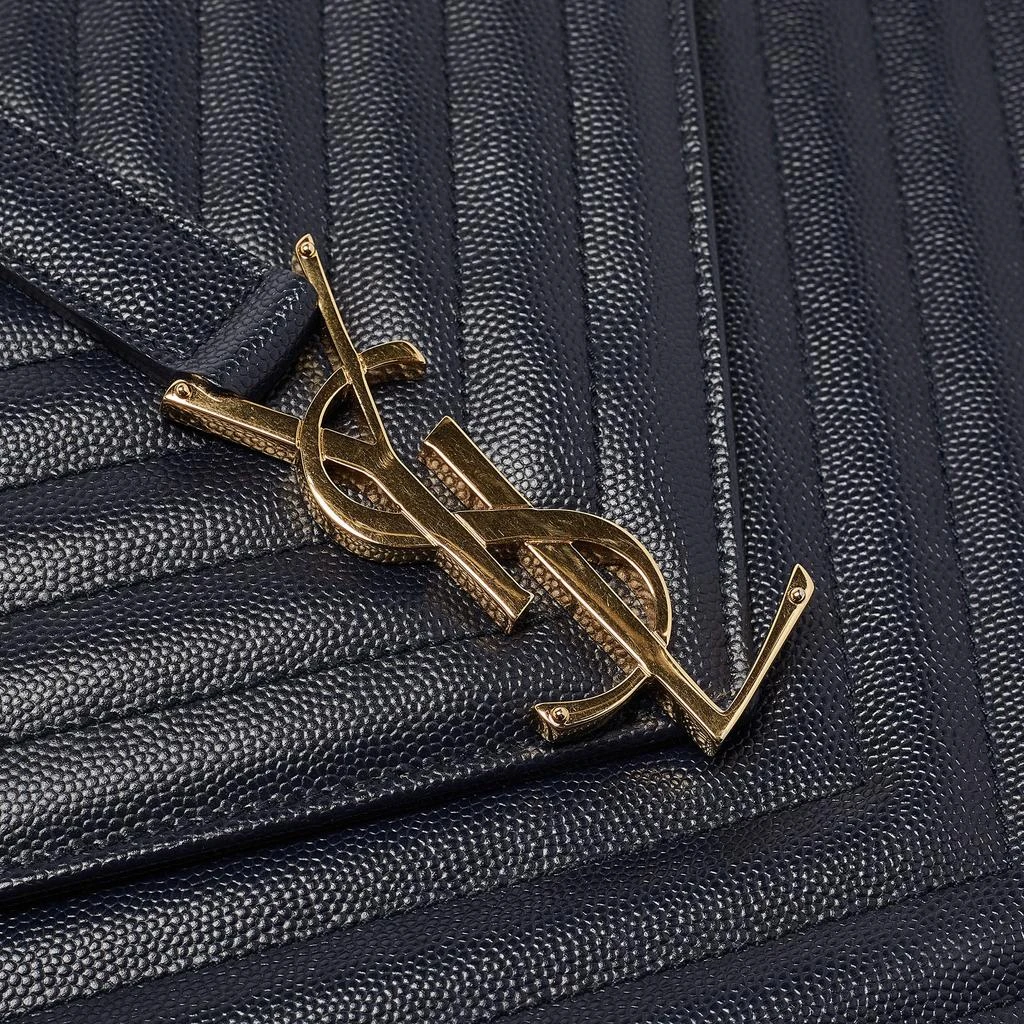 Yves Saint Laurent Saint Laurent Navy Blue Matelassé Leather Large Monogram Shoulder Bag 10