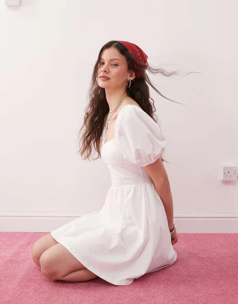 Miss Selfridge Miss Selfridge milkmaid puff sleeve mini dress in