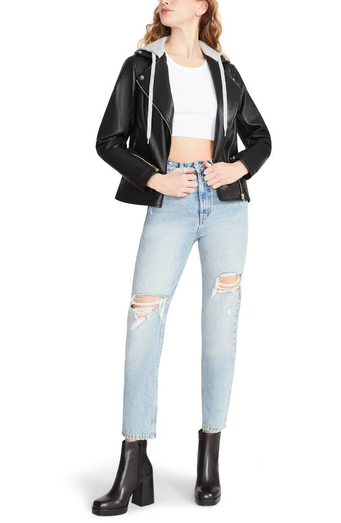 BB Dakota by Steve Madden Biker Boo Mixed Media Faux Leather Jacket 1