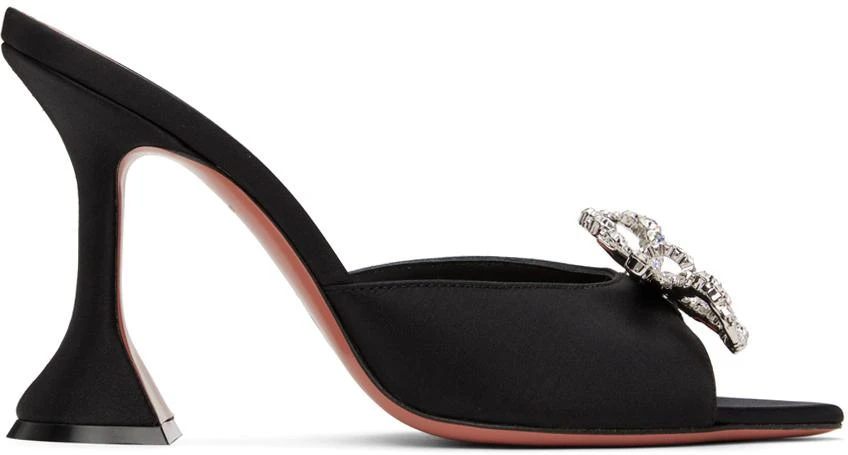 Amina Muaddi Black Rosie Slipper Heeled Sandals 1