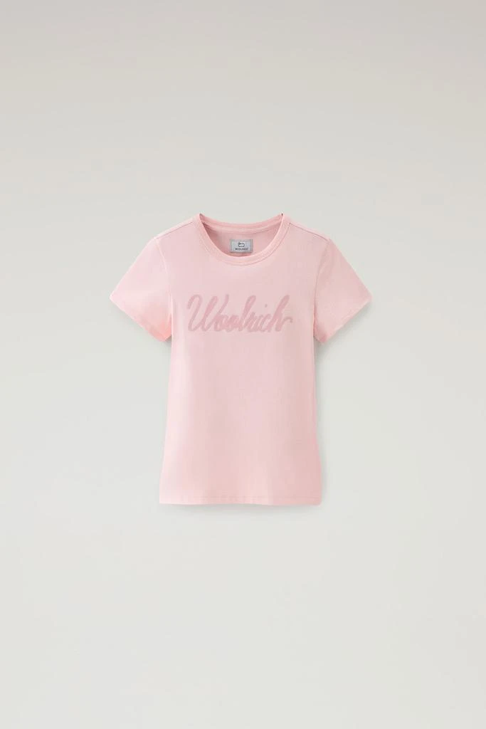 Woolrich Girls' Logo T-Shirt in Pure Cotton - Girls - Pink 1