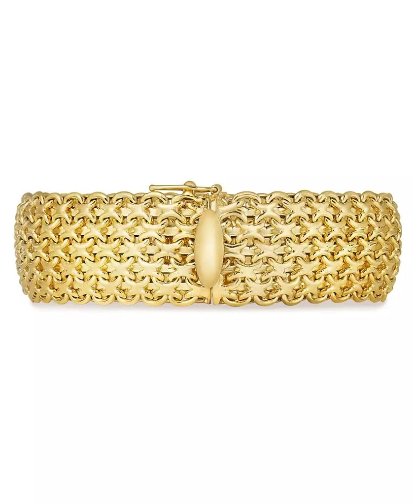 Italian Gold Wide Mesh Link & Chain Bracelet in 14k Gold 3