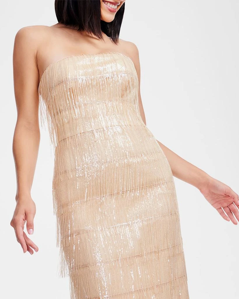 knee length dresses for ladies Glamorous Silver Sequin Fringe Cross Back Midi Dress main image 0