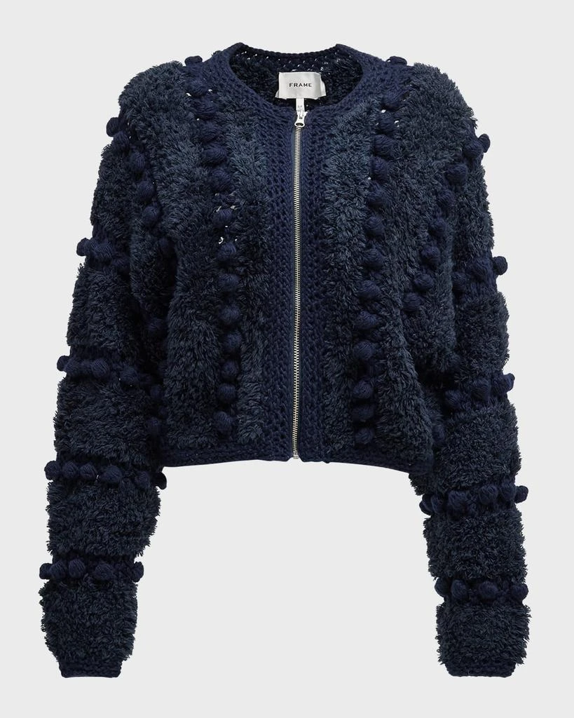 FRAME Zip-Front Pom Pom Cardigan 1