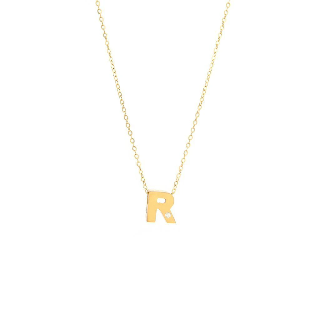 Monary 14k Yg Initial R W/ Diamond And Chain (16+2") 1