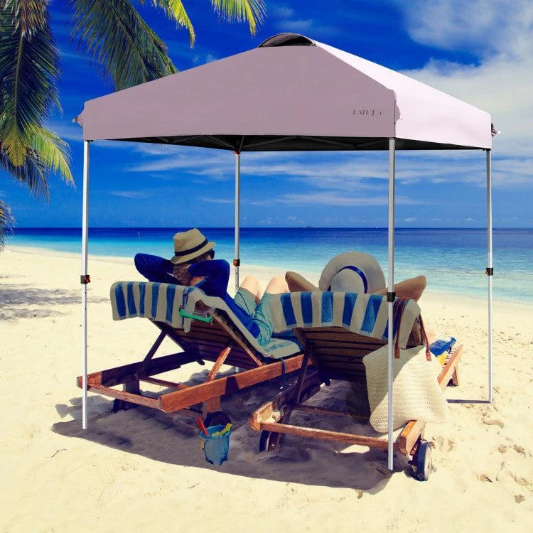 Hivvago 6.6Â  x 6.6 Feet Outdoor Pop Up Camping Canopy Tent with Roller Bag-Blue 6