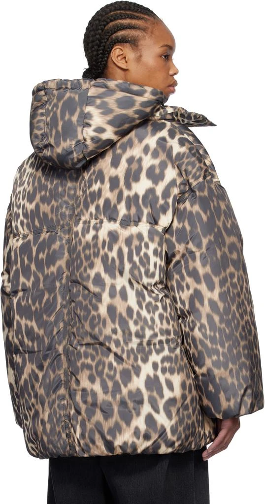 Ganni Beige & Brown Leopard Midi Down Jacket 3