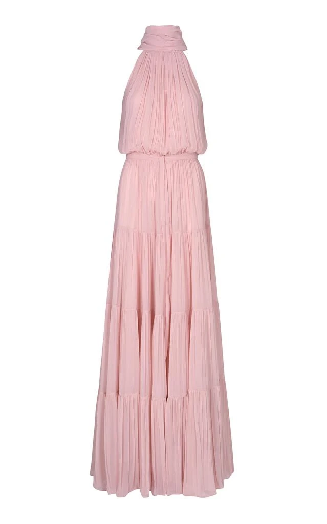 light pink pleated maxi dress Pink Pleated V Neck Back Strap Detail Maxi Dress – SSYS