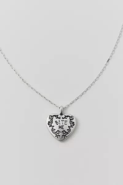 Urban Outfitters '90s Silver-Plated Kiss Me Heart Charm Necklace 3