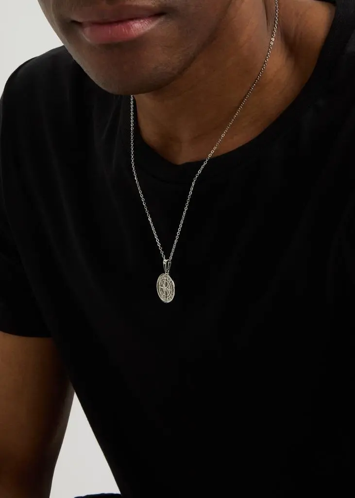 CRAFTD Compass rhodium-plated pendant necklace 2