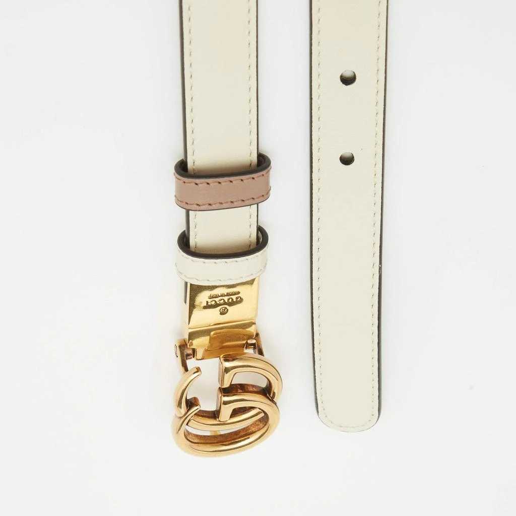 Gucci Gucci White/Beige Leather GG Marmont Reversible Slim  display picture 1