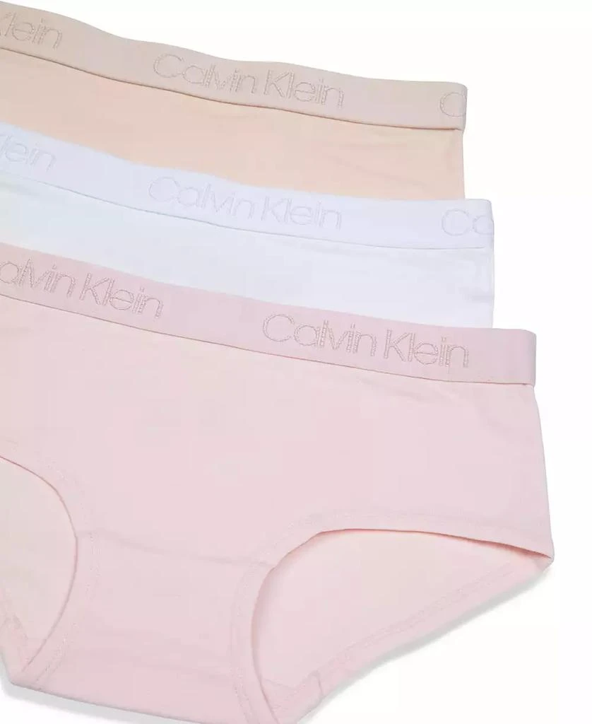 Calvin Klein Big Girls Logo Print Hipster Briefs, Pack of 3 3