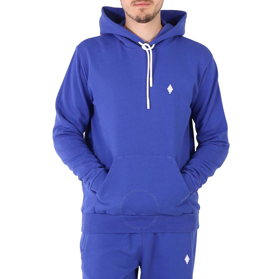 Marcelo Burlon Men's Blue Cross Logo Regular Hoodie